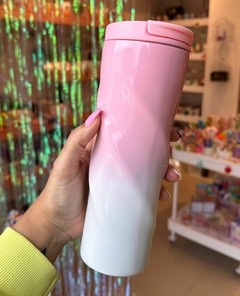 Vaso termico alto degrade rosa a blanco