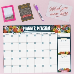 Planner mensual A3 pink elephant flores azul oscuro