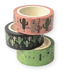 Set x3 cintas washi tape cactus