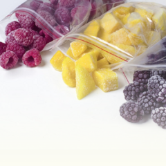 Sachê de frutas congeladas: 100g (faça seu suco, é só bater!)