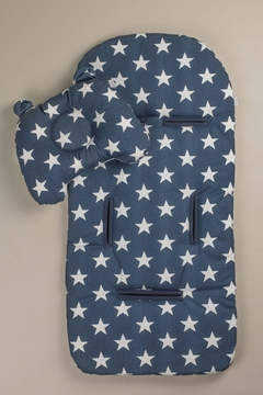 Colchón cubre cochecito + almohada bebé Azul Estrellas - comprar online