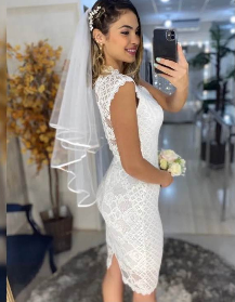 Vestido Midi Casamento Civil Cód 2572 - comprar online