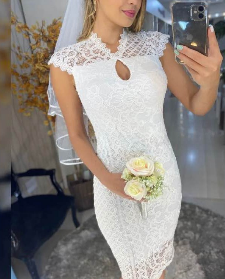 Vestido Midi Casamento Civil Cód 2572 - Boutique dos Importados