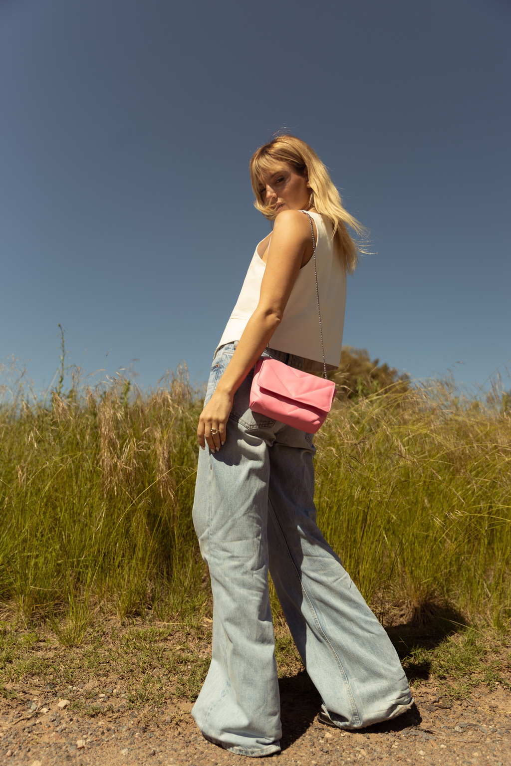 Bandolera rosa sale