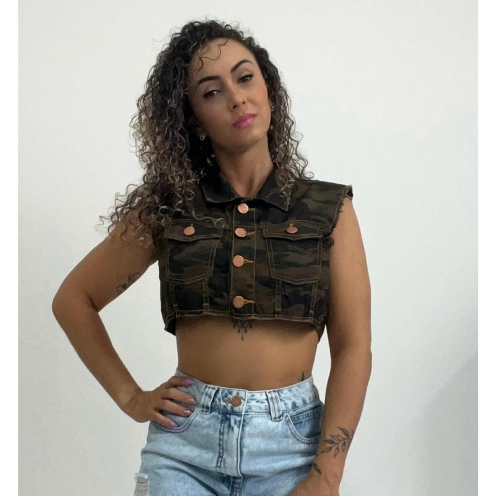 Colete verde militar jeans cheap