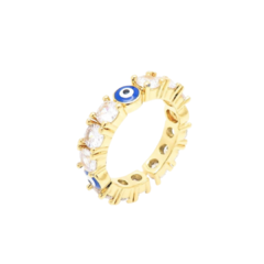 Anillo Ojo Turco Acero Dorado