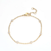 Pulsera Delicada 5 brillantes Acero Dorado