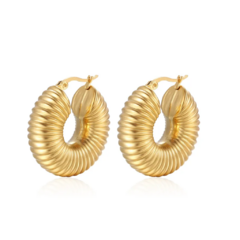 Argollas Chunky XL Acero Dorado 30 mm