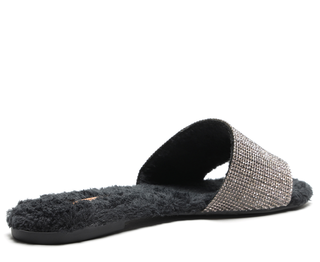 SANDALIAS CHATAS BELLA CON PELO NEGRAS
