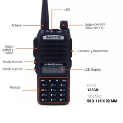 Handie Baofeng Original Uv 82 8 Watts Recargable Vox 128ch - tienda online