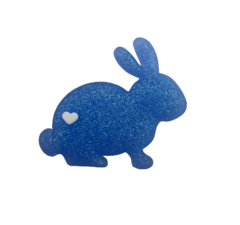 Aplique coelho Azul Glitter Coração Branco emborrachado (3un)
