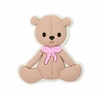 Aplique Urso Marrom Sentado Lacinho Rosa Emborrachado cód002 (3un)