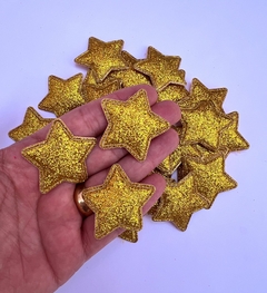Estrela Glitter Fino Dourada mod23 (kit 3un)