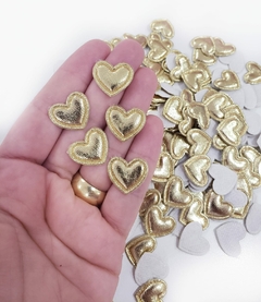 Mini Coração Cintilante Dourada 1,8x1,6 cm (kit 5un)
