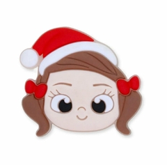 Aplique menina Noel Cabelo castanho Emborrachado (kit 3un)