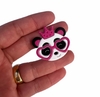 Aplique Rosto Panda Óculos Coração Pink emborrachado (3un)