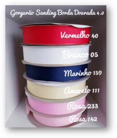 Gorgurão Borda Dourada Sanding 38mm (3 metros) - comprar online