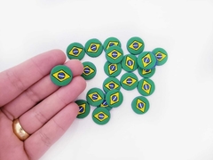 Aplique Redondo Mini Bandeira Brasil 1,5x1,5cm (3un)