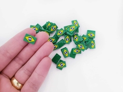 Aplique Retangular Mini Bandeira Brasil Emborrachado 1,2cm x8mm (3un)