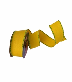 Fita Jeans Sinimbu Amarelo (Pesponto Verde) 38mm (10m)