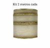 Kit Fita Organza Marfim Borda dourada Sinimbu 3 larguras (2 metros de cada)