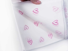 Papel de Seda Branco Corações Rosa 25x70cm (50Fls)