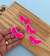 Aplique Sapato Pink Flúor Barbie Base Prata Acrílico (un)