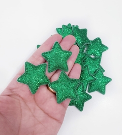 Estrela Glitter Fino Verde Escuro (kit 3un)