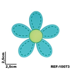 Aplique Flor Pespontada Pequena Verde 2,5cm emborrachado (3un)