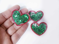 Coração Acrílico Confeti coração Verde (un)