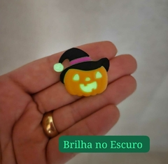 Aplique Abóbora Chapéu Brilha no Escuro emborrachado (3un) - comprar online