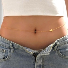 Body Chain Belly Chain Colar de Cintura Cruz Dourada