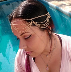 Acessório De Cabelo Tiara Head Chain Camadas Douradas - Loja da Maya