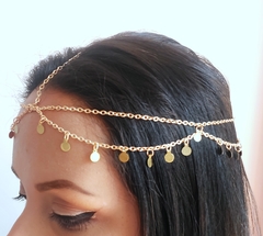 Acessório De Cabelo Tiara Head Chain Medalhinhas Dourada - loja online