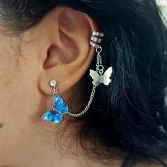 Brinco Ear Cuff Borboleta Azul