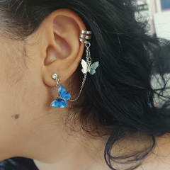 Brinco Ear Cuff Borboleta Azul - Loja da Maya