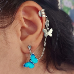 Brinco Ear Cuff Borboleta Azul - loja online
