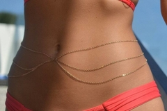 Body Chain Belly Chain Colar De Cintura Cascata Dourada - Loja da Maya