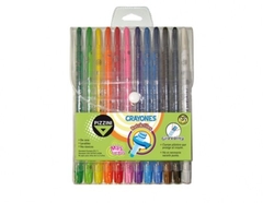 Crayones retráctiles 12cm por 18 colores.