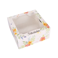 Caja Torta Con Ventana Felicidades 25x25x12 cm Por Unidad CTMCVF