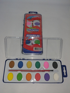 Acuarela 12 Colores Dolphin + Pincel