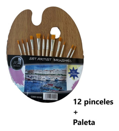 Paleta De Pintor Mas 12 Pinceles Set Asb