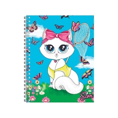 Cuaderno 16x21 Con Espiral Inky Tapa Dura Modelo Gatita