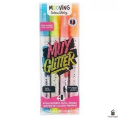 Resaltador Glitter Por 4 Colores Mooving