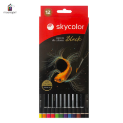 Lapices Por 12 Colores Largos Black Skycolor
