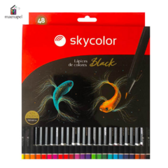 Lapices Por 48 Colores Largos Black Skycolor