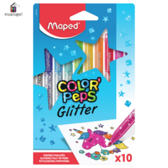 Marcadores Largos Maped Glitter Por 10 Colores