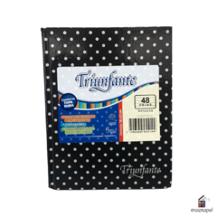 Cuaderno 16x21cm Tapa Dura 50 hojas Triunfante Negro Lunar Blanco