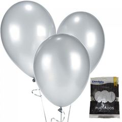 Globos Candela Plata Perlados 12' x 25 un