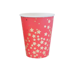 Vaso Rojo Estrellas Doradas x8